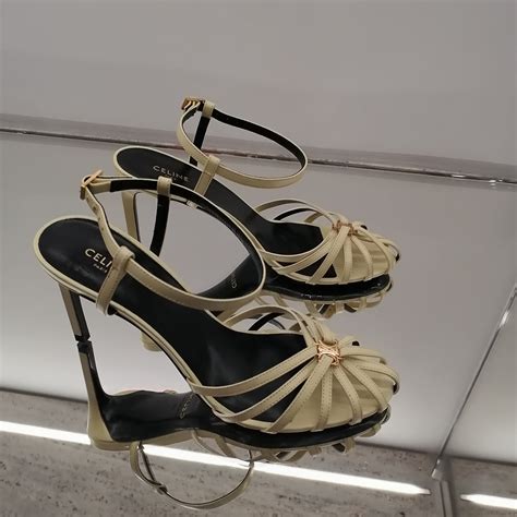 celine triomphe shoe|Celine heeled sandals.